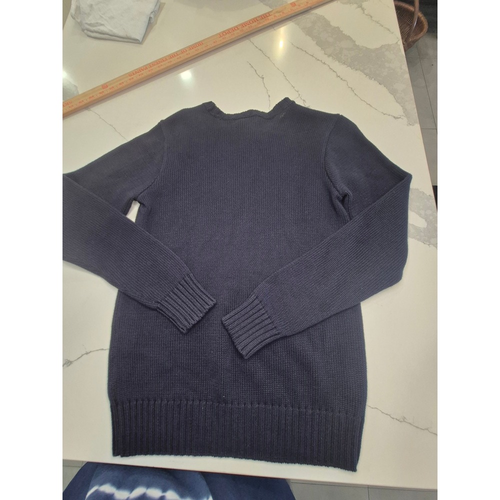 Polo Ralph Lauren Mens XL Navy Blue Cotton‎ Knit Crewneck Sweater Pony Logo - Picture 9 of 11
